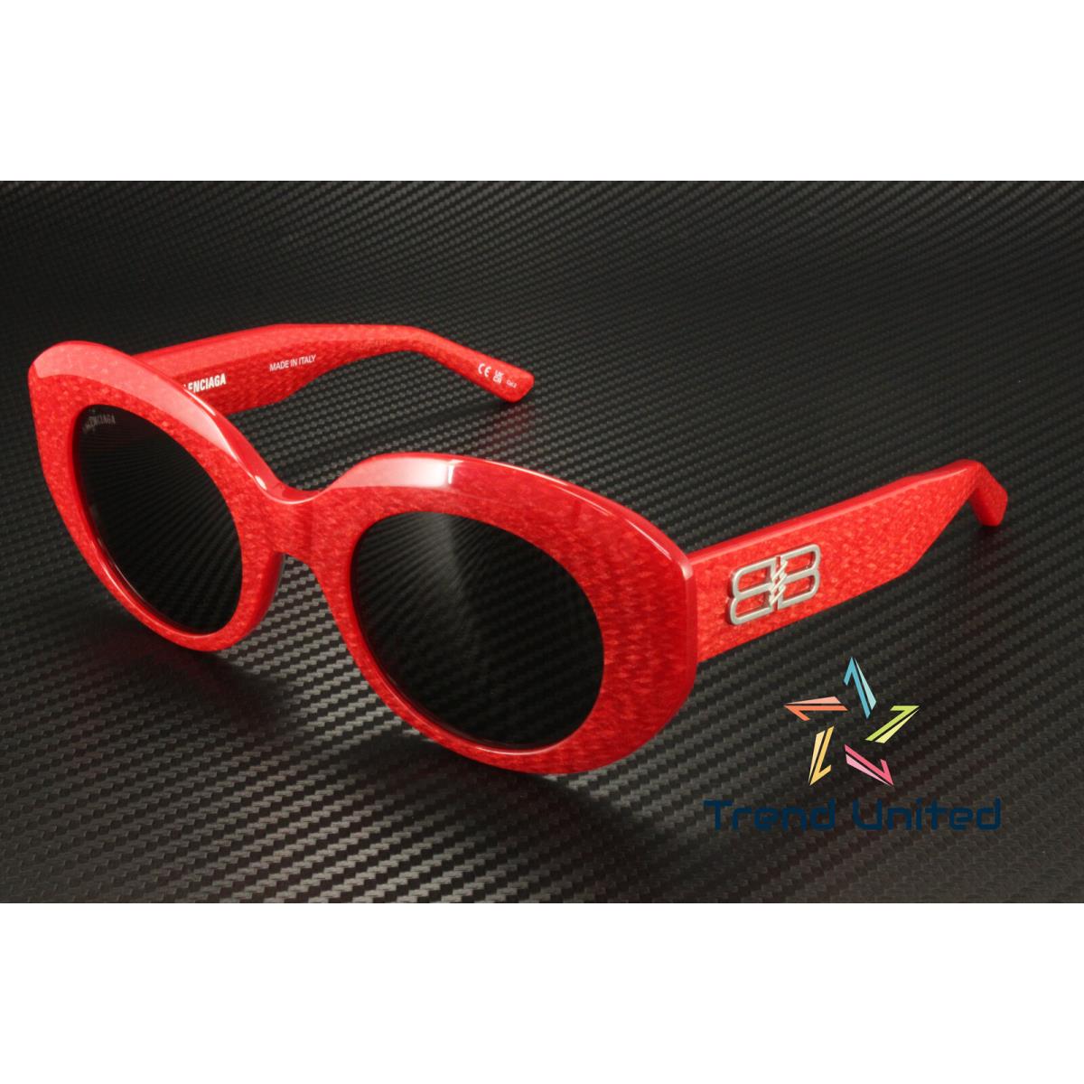 Balenciaga BB0235S 003 Round Oval Acetate Red Grey 52 mm Women`s Sunglasses