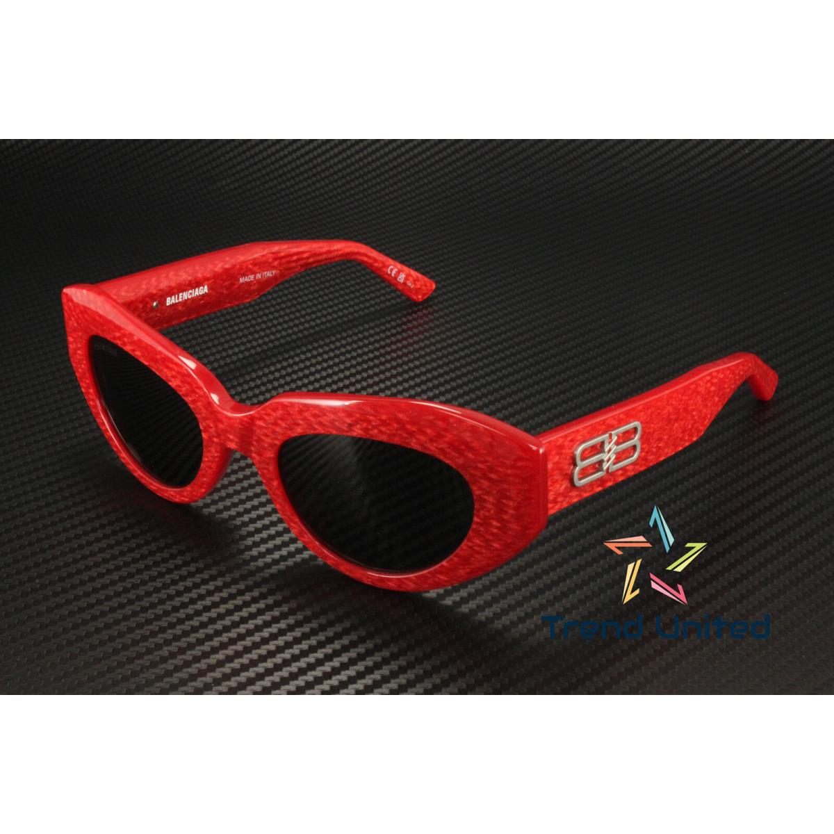 Balenciaga BB0236S 003 Cat Eye Acetate Red Grey 52 mm Women`s Sunglasses