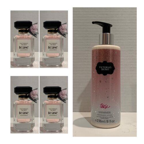 Victoria`s Secret Tease Eau de Parfum 1.7 Fl.oz. 4 + Shimmer Fragrance Lotion