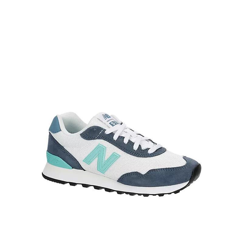 New Balance 515 V3 Women`s Suede/mesh Athletic Running Low Top Training Shoes White/Blue Logo