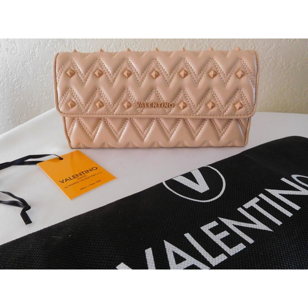 Valentino Julius Studded Flap Chevron Leather Pyramid Continental Wallet