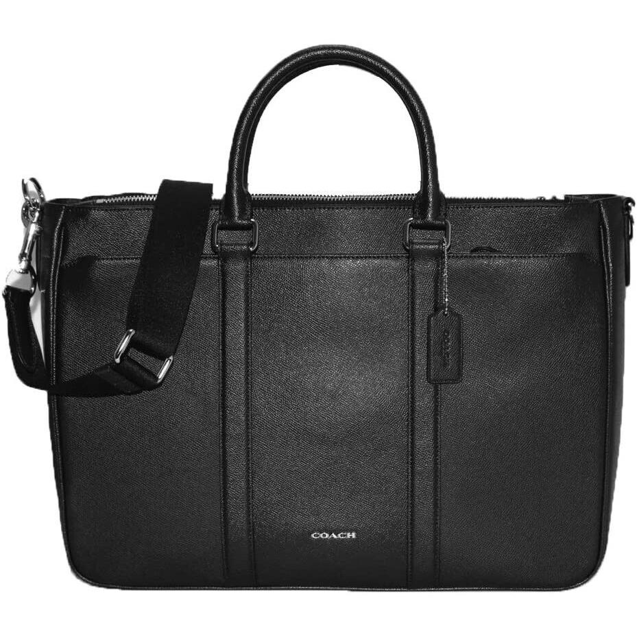 Coach Cross Grain Black Leather Briefcase Laptop Bag F59141 Metropolitan