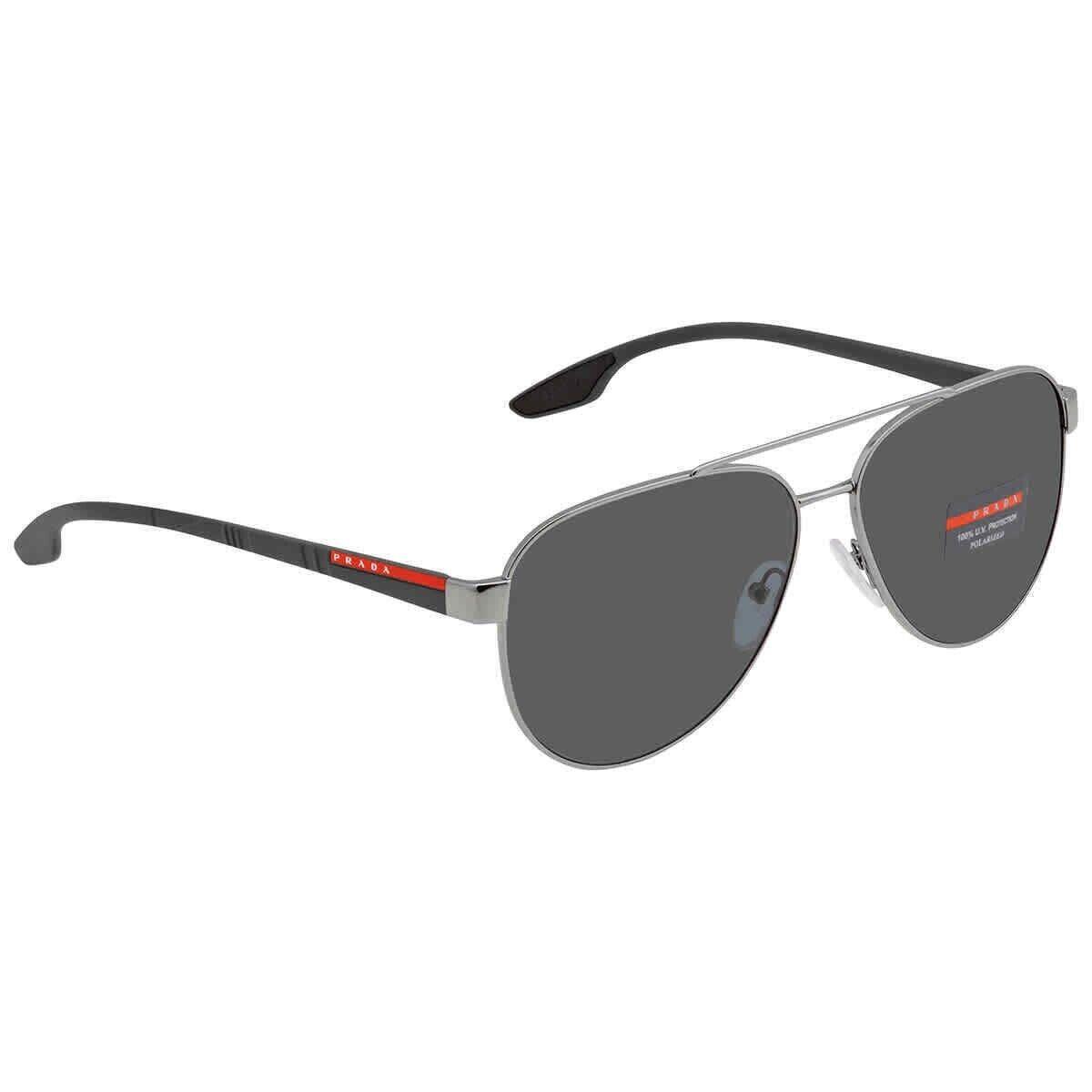 Prada PS 54TS 5AV5Z1 Linea Rossa Grey Pilot Men`s Sunglasses 61mm - Frame: Grey, Lens: Grey