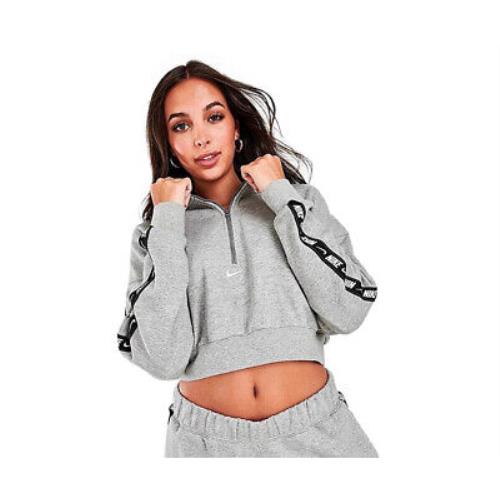 Nike Sportswear Essential Tape Half-zip Fleece Crop Womens Active Sweaters Size
