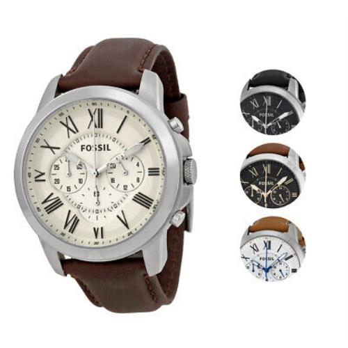 Fossil Grant Chronograph Leather Men`s Watch Multiple Colors