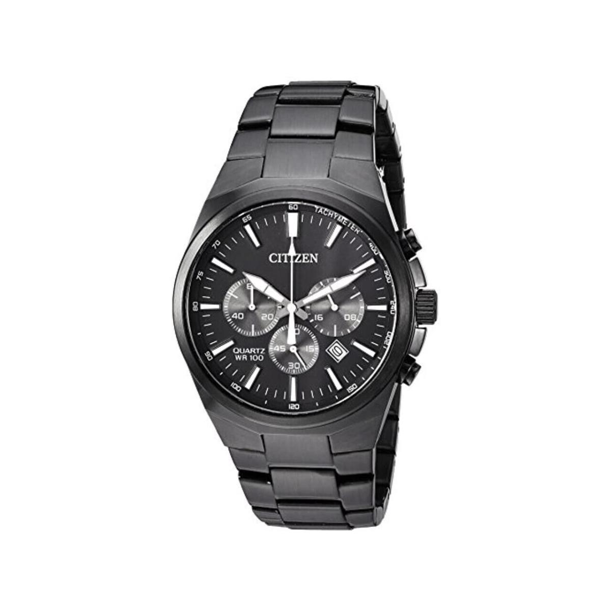 Citizen Men`s Chronograph Quartz Black Stainless Steel Watch - AN8175-55E