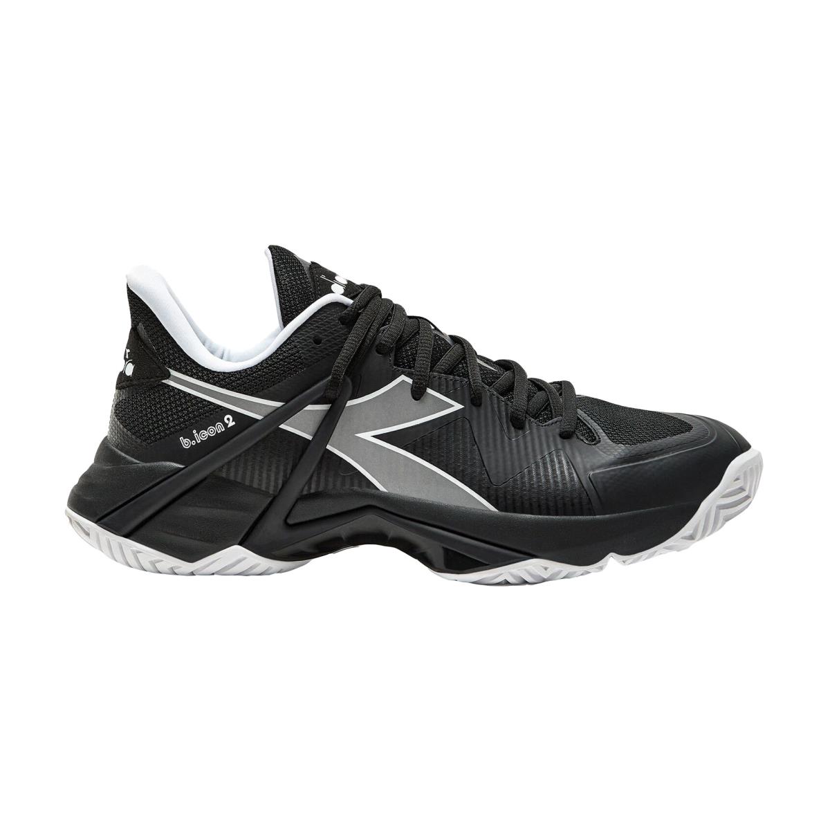 Diadora B.icon 2 All Ground Mens Tennis Shoes Black/Slvr/Wht