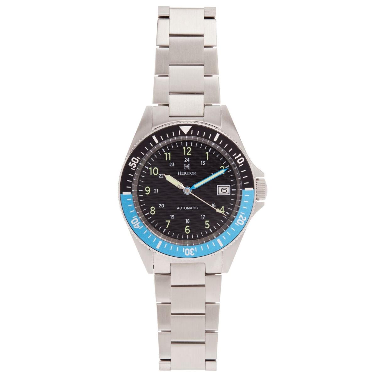 Heritor Automatic Calder Bracelet Watch W/date - Silver/black-blue