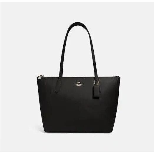 Coach 4454 Zip Top Tote Bag In Cross Grain Leather Carryall Black