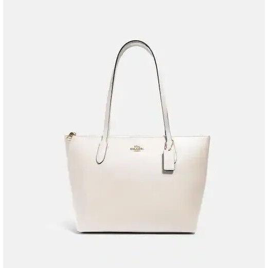 Coach 4454 Zip Top Tote Bag In Cross Grain Leather Carryall White