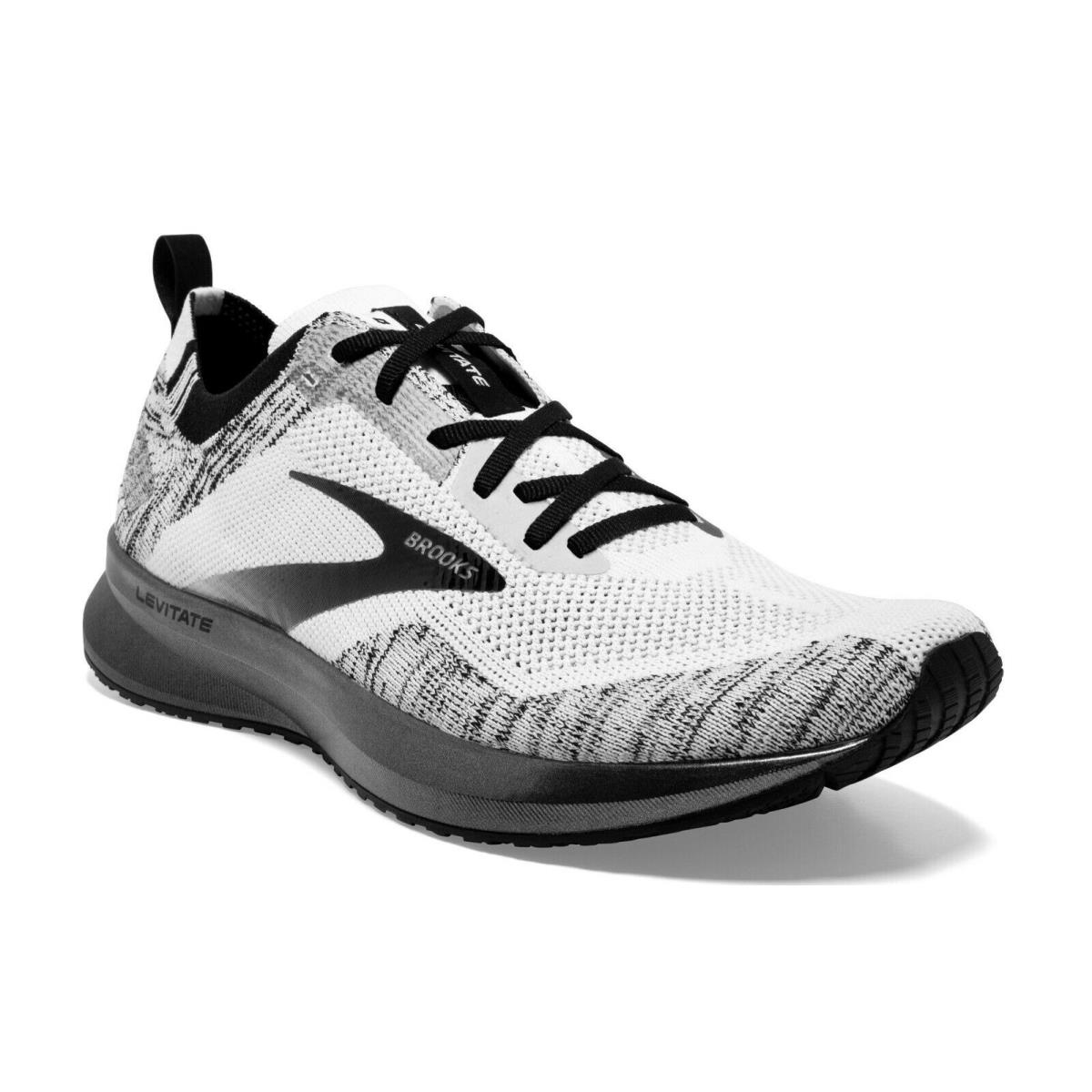 Men`s Brooks Levitate 4 Running Shoes White / Black Oreo Sz 8 110345 1D 121 - White