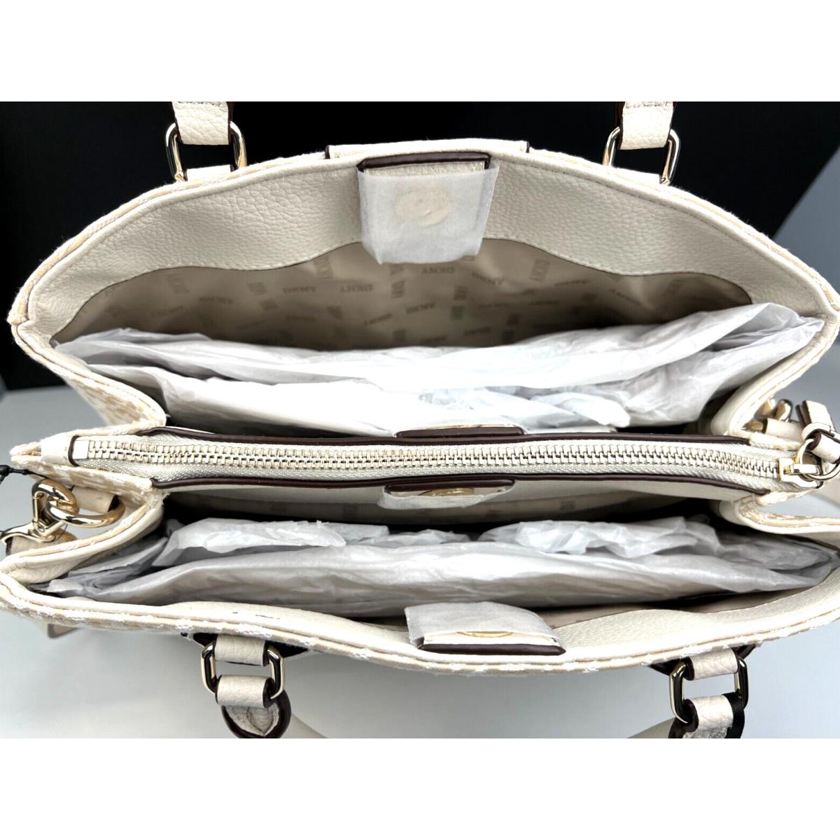 Dkny Noho Logo Large Triple Compart Satchel Handbag Ivory White W/beige - DKNY  bag 