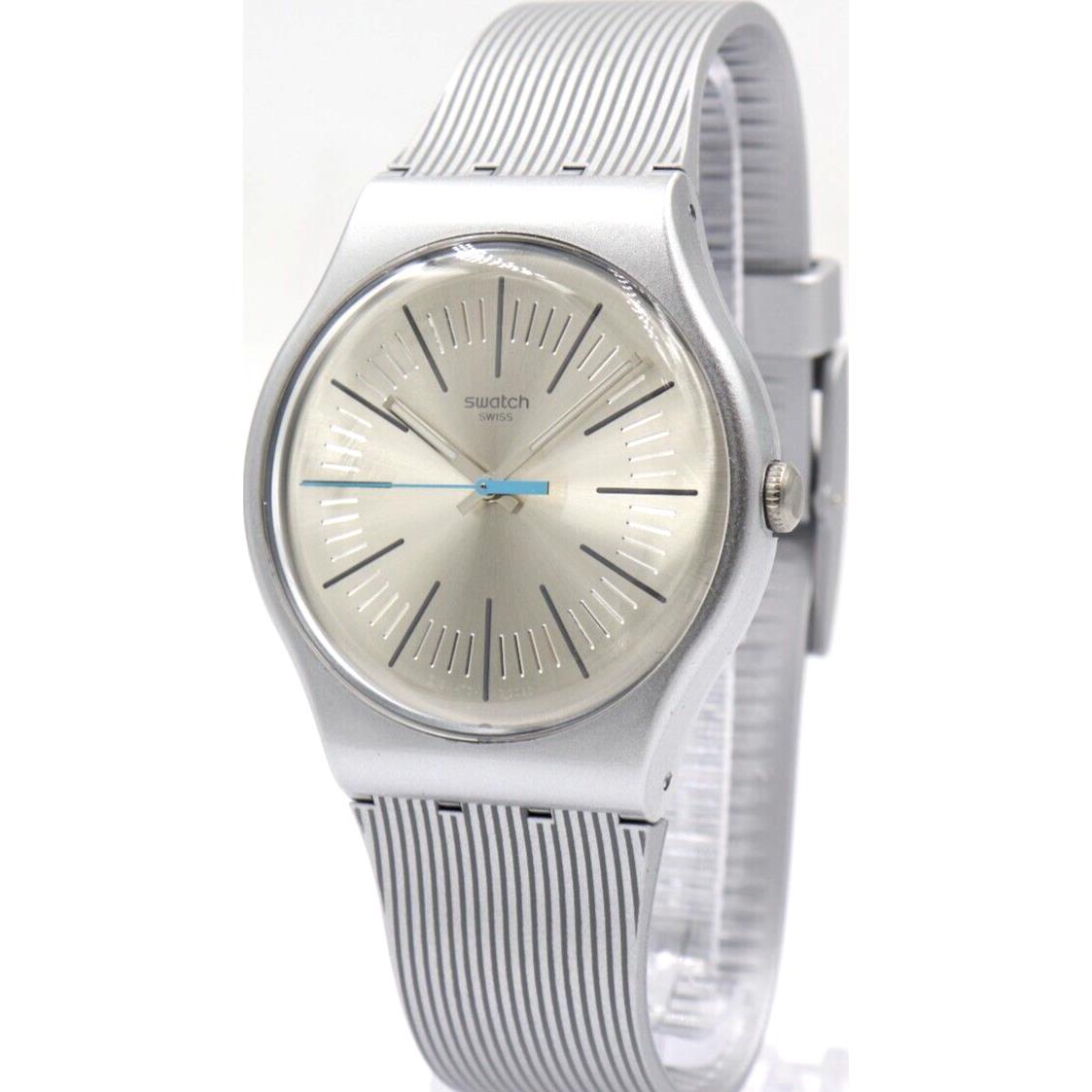 Swiss Swatch Originals Metaline Gray Silicone Men Watch 41mm SUOM114