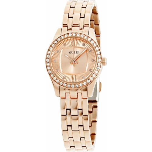 Guess Women Dress Stainless Steel Rose Gold-tone Crystal Accented Bezel W0762L3