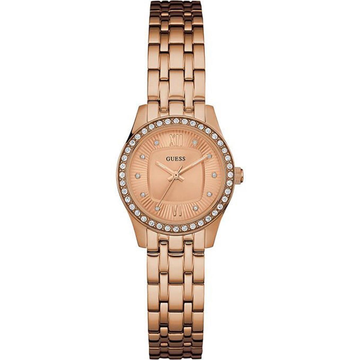 Guess Women Dress Stainless Steel Rose Gold-tone Crystal Accented Bezel W0762L3