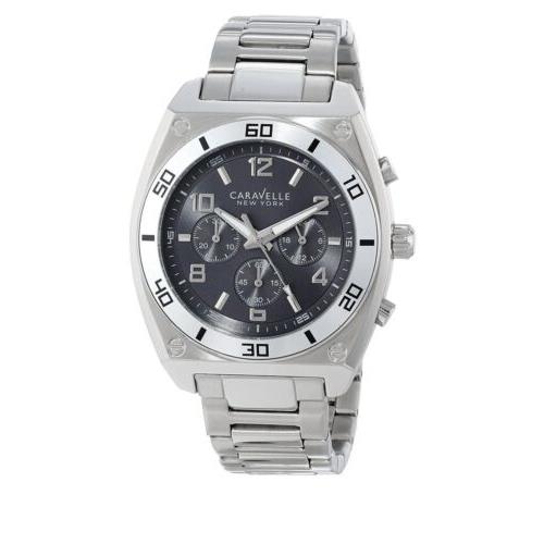 Caravelle New York 43A120 Chronograph Silver Tone Stainless Steel Men`s Watch BN