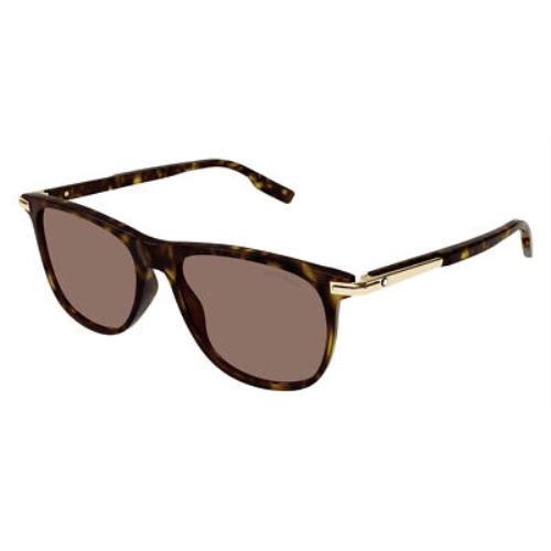 Montblanc MB0216S Sunglasses Men Havana Brown Rectangle 56