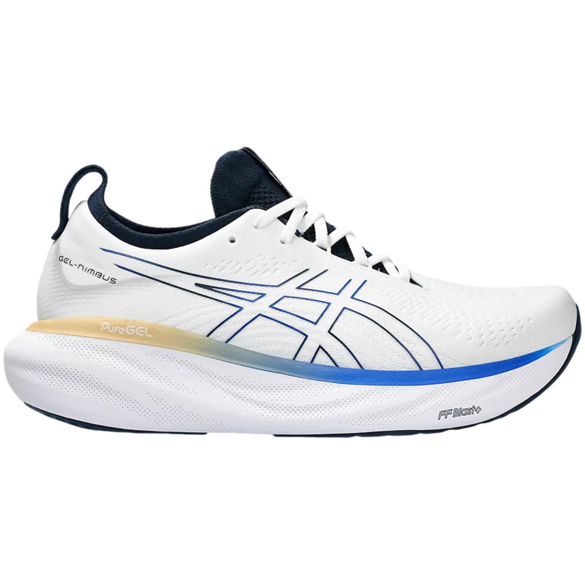 Men`s Asics Gel-nimbus 25 Running Shoes All Colors US Sizes 7-14 White/Illusion Blue