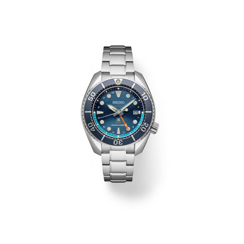 Seiko Prospex Solar Gmt Diver Light Blue Dial Bracelet Men`s Watch SFK001