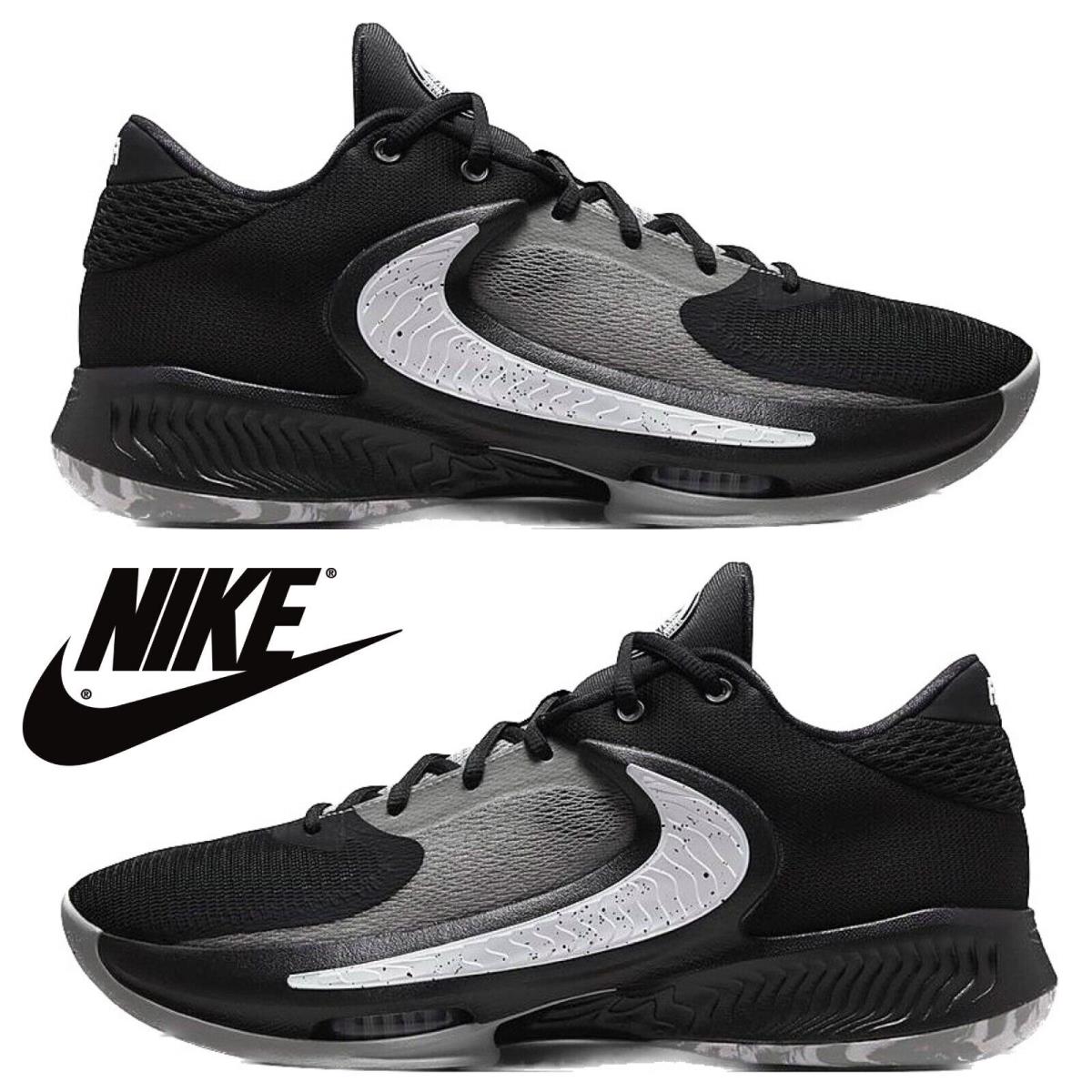 Nike Zoom Freak 4 Men`s Sneakers Basketball Athletic Premium Comfort Sport Shoes - Black , Black/White/Light Smoke Grey Manufacturer