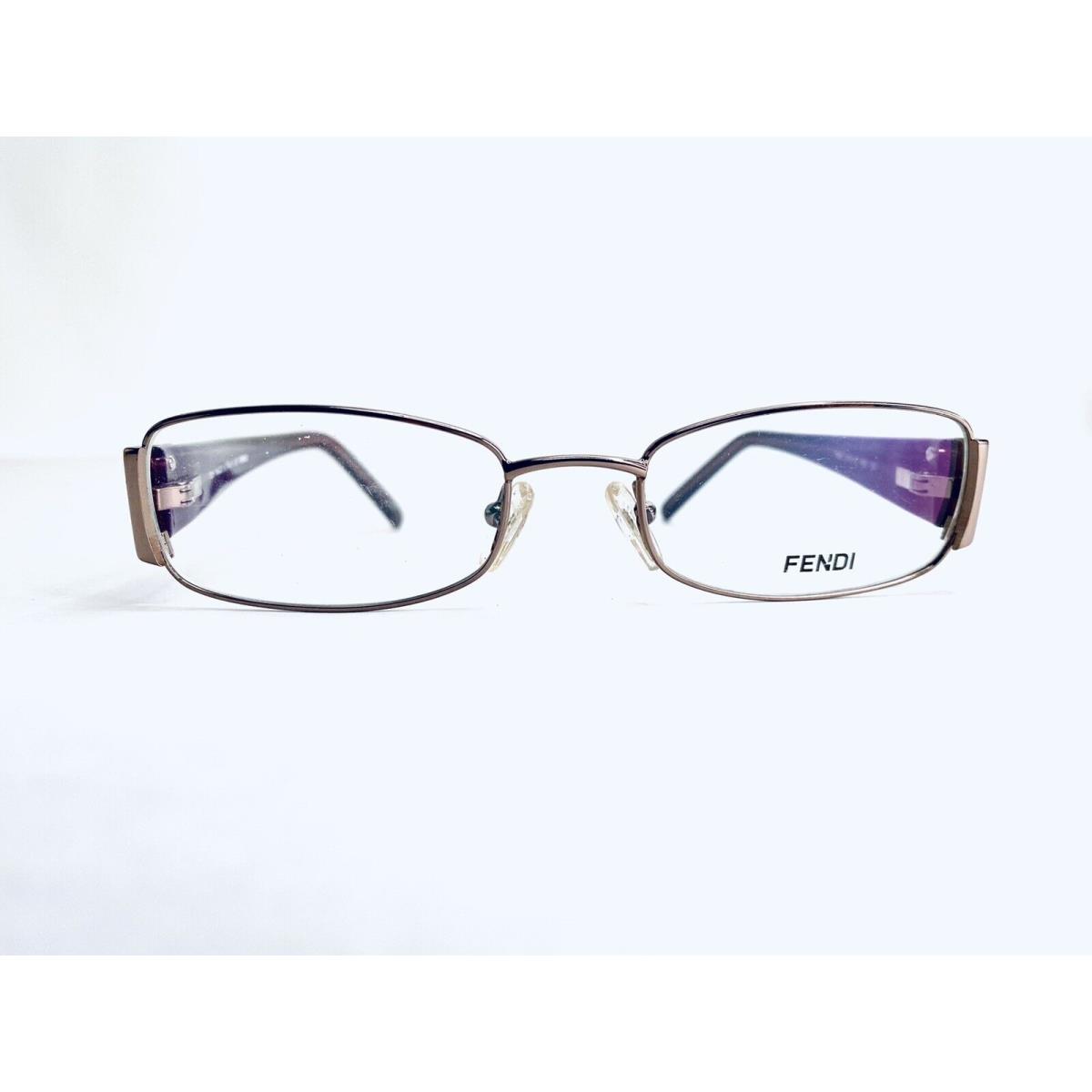 Fendi Eyeglasses Rectangular Gold w Beige Logo Temples Italy F965 50 18 135