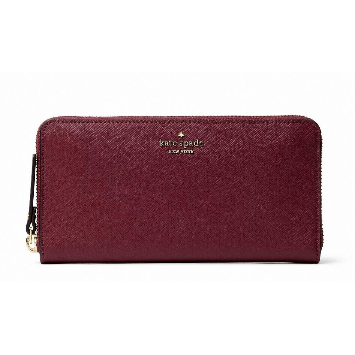 New Kate Spade Laurel Way Neda Large Wallet Saffiano Leather Deep Berry