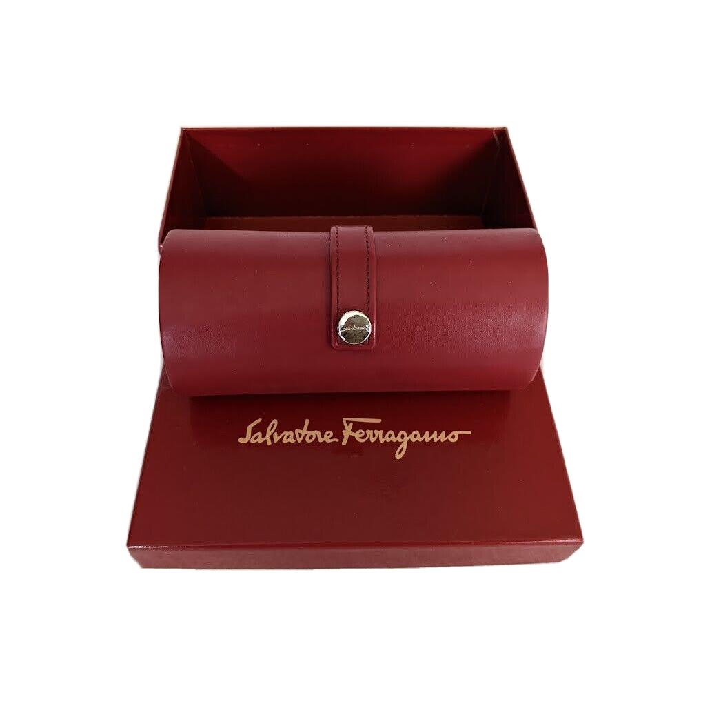 Salvatore Ferragamo Italy Red Leather Sunglass Storage Case