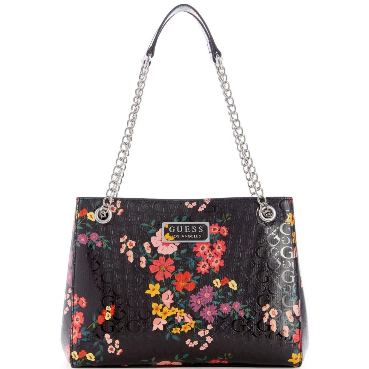 Guess Mirabelli Floral Print Logo Embossed Small Satchel Bag Purse Handbag
