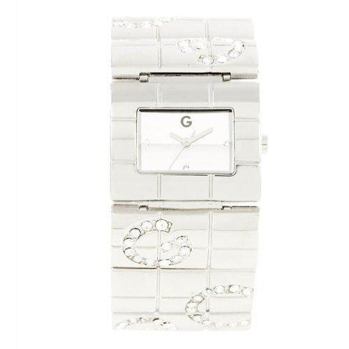 New-g BY Guess Silver Tone+crystals Logo Cuff Bracelet WATCH-G94000L1