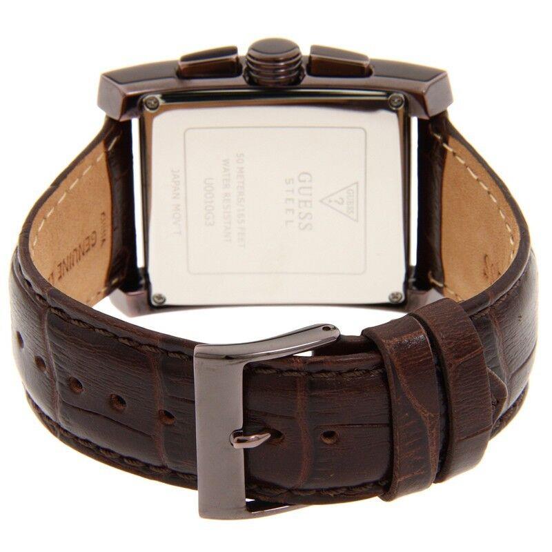 Guess Brown Crocodile Leather Band Brown Rectangle Dial Roman `S Watch U0010G3