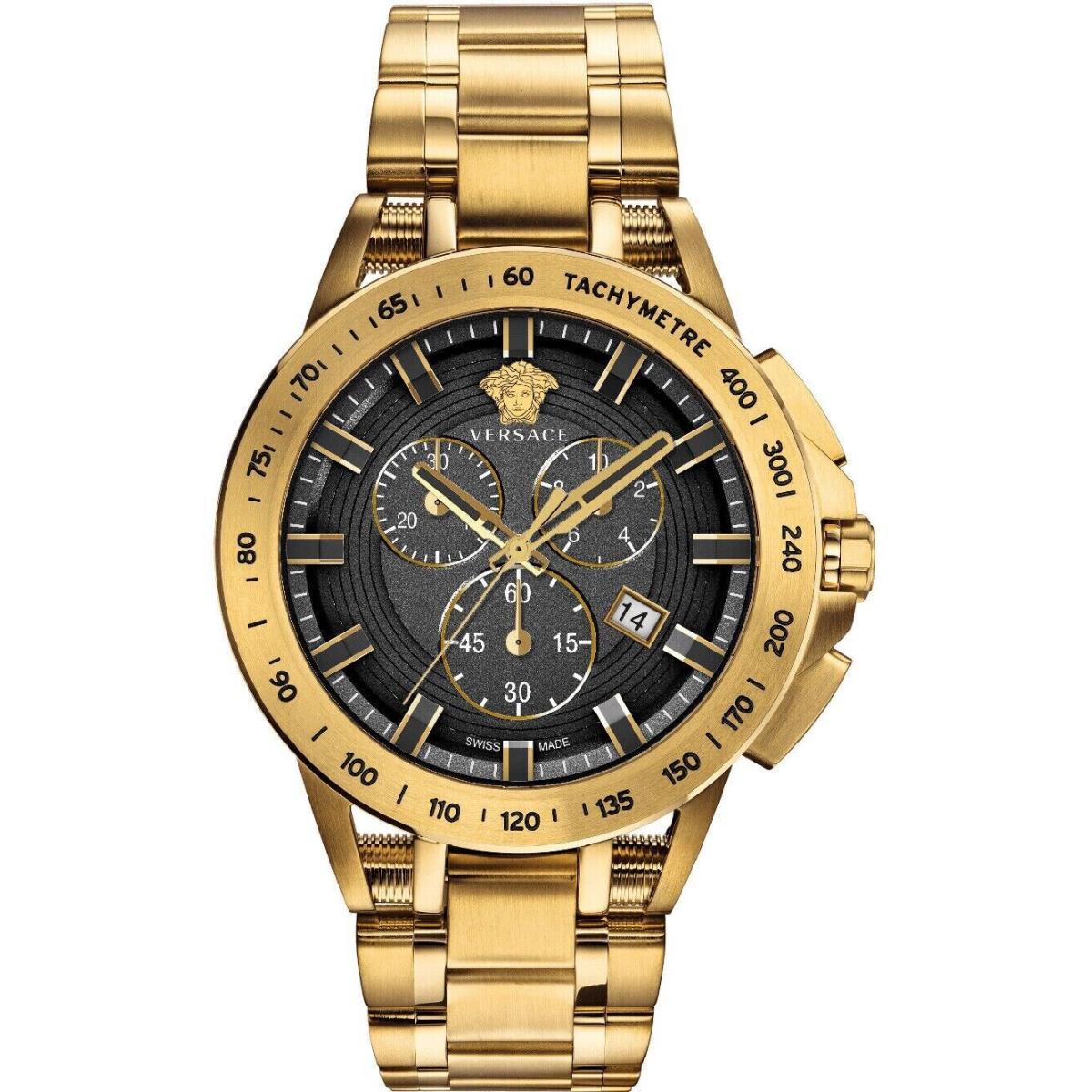 Versace Sport Tech Chronograph Gold Ion Plated Stainless Steel Men`s Watch 45mm