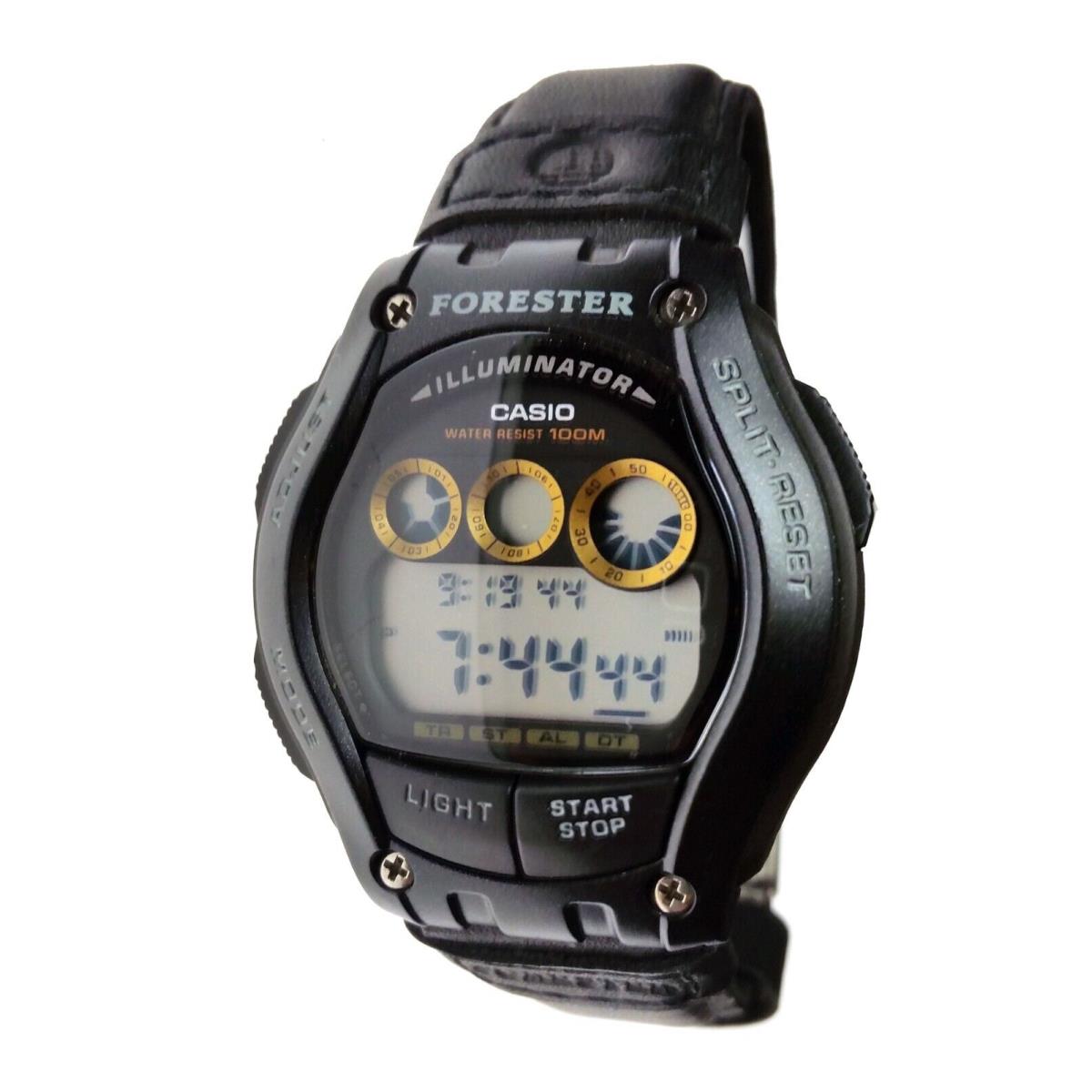 Forester Vintage Casio Digital Watch Black Leather 100M WR FT110H Wristwatch - Black