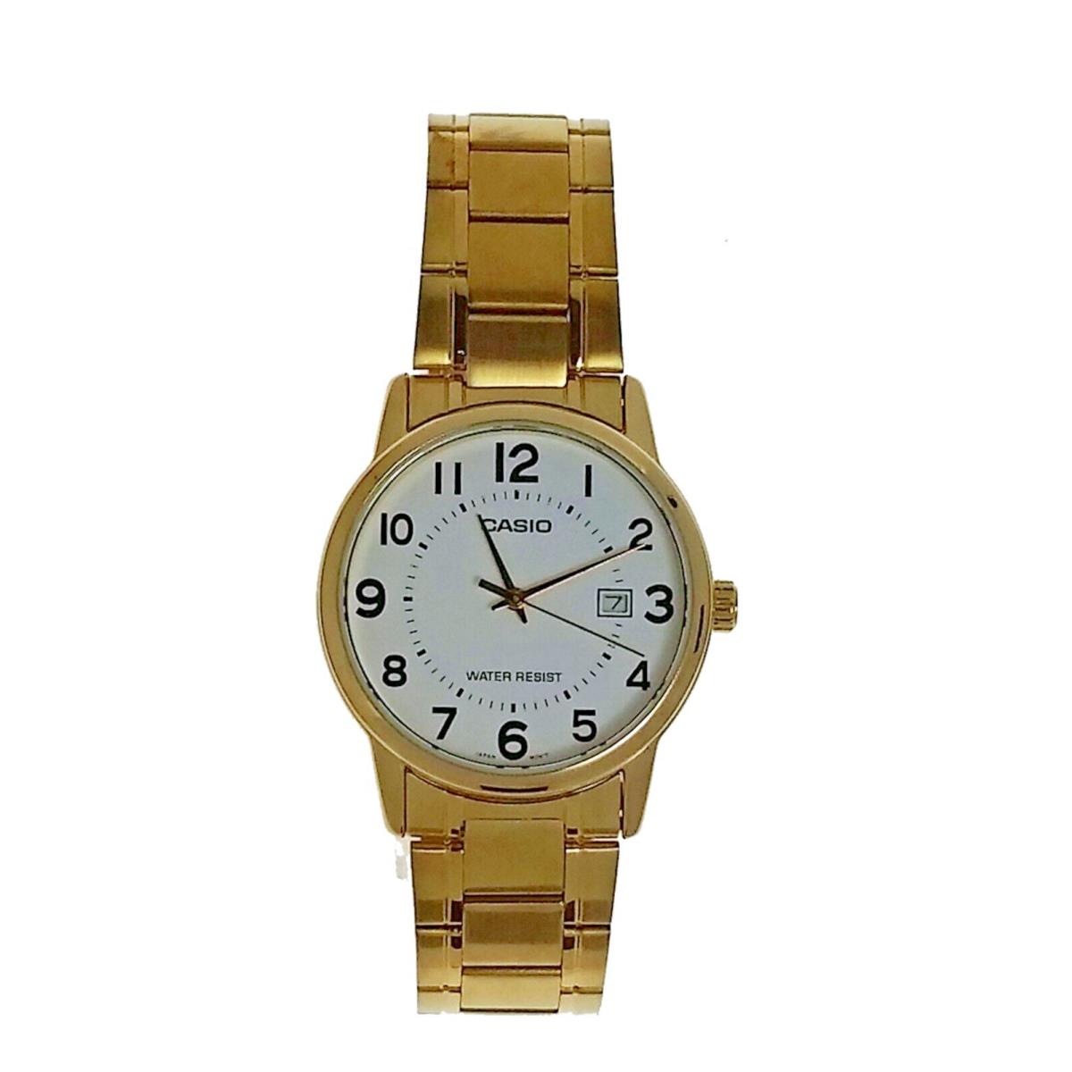 Casio MTP-V003G-7B Round Men Date Numeral Gold Tone S Steel WR Wristwatch Watch