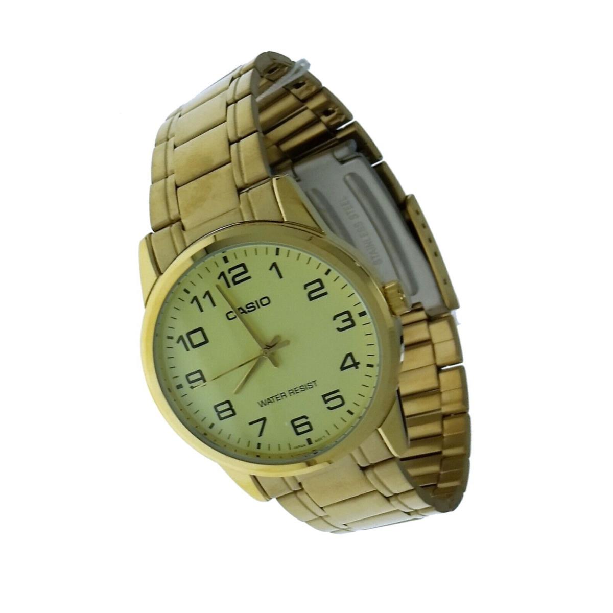 Casio MTP-V001G-9B Round Men Numeral Gold Tone S Steel Water R Wristwatch Watch