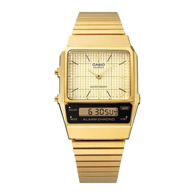 Casio Vintage AQ-800EG-9A Stainless Steel Gold Strap For Men