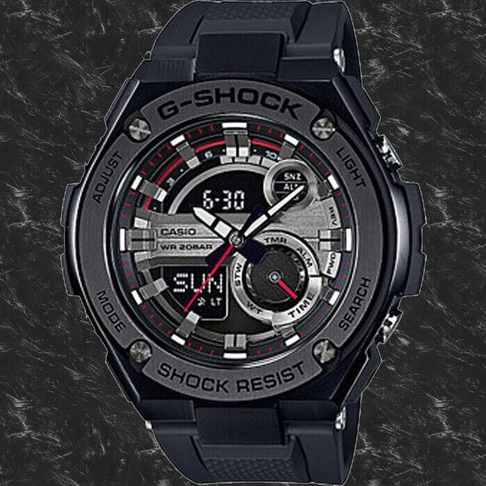 Casio GST-210B-1A G-shock 200M WR World Time Black Silver Men Watch Ana Digital