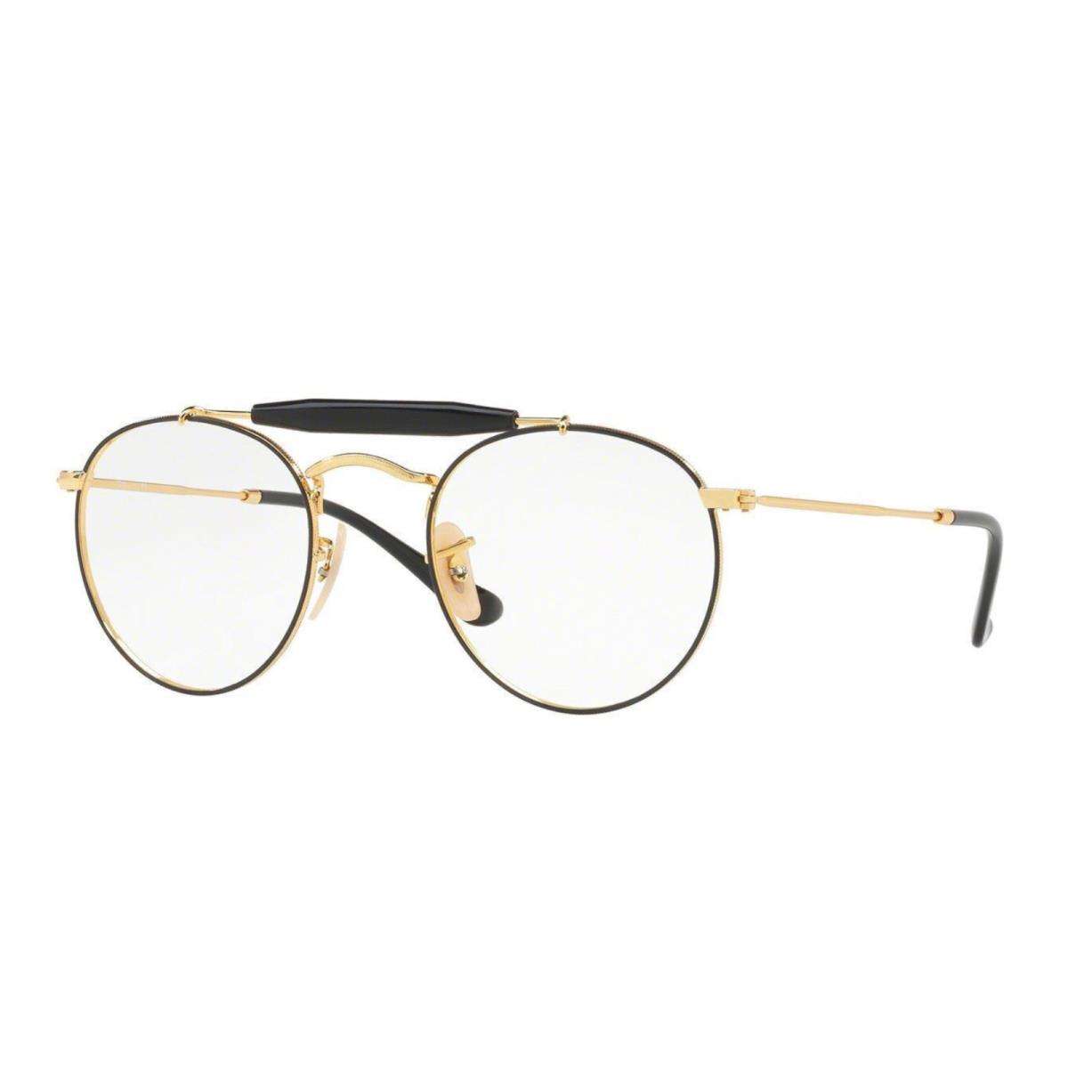 Ray-ban Eyeglasses RB 3747V 2946 47-21 140 Shiny Gold Black Round Frames