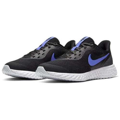 Nike Revolution 5 Glitter Black Sapphire Running Shoes Kids Size 7Y