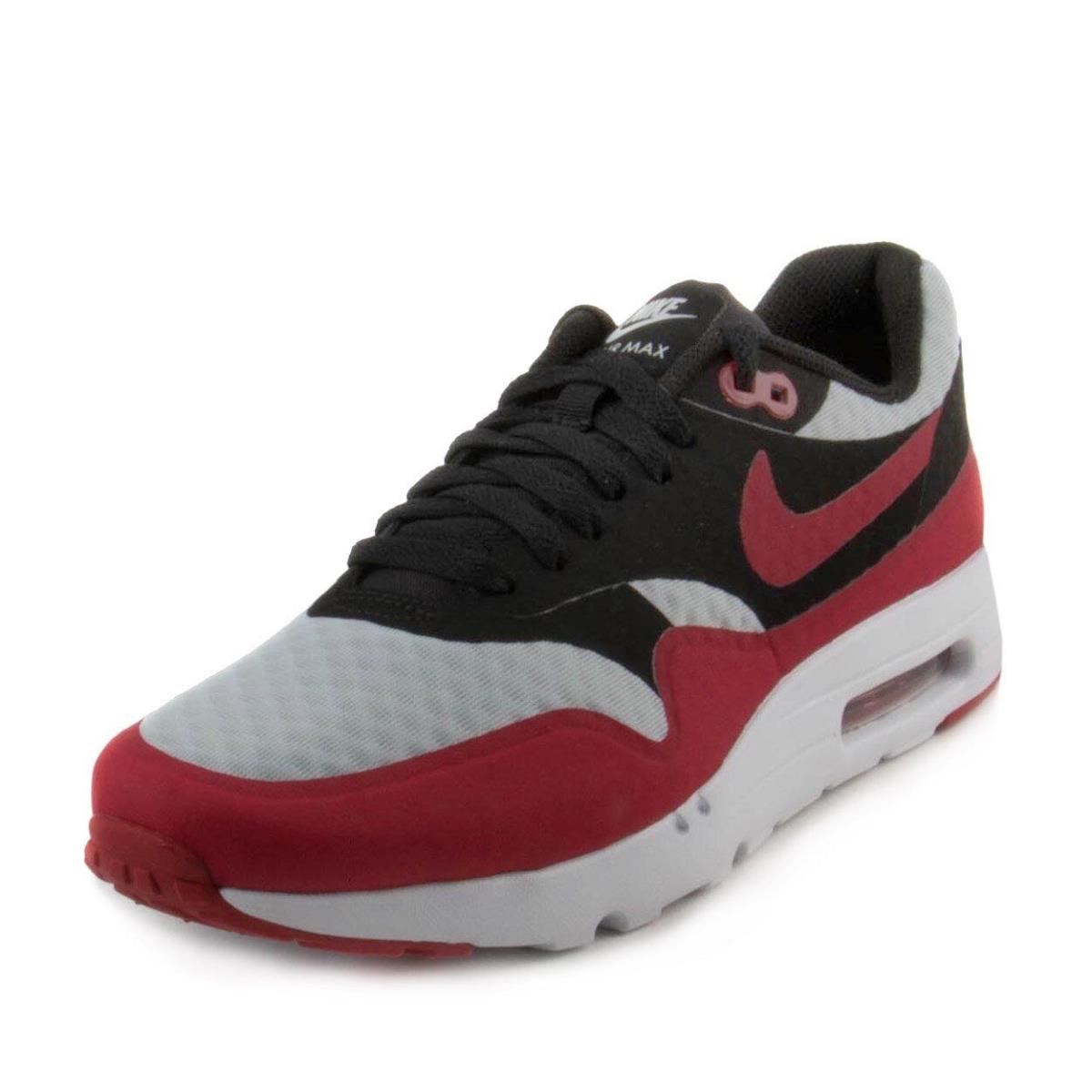 Men s Nike Air Max 1 Ultra Essential Bred Shoe Size 10.5 - Platinum, Red, Black