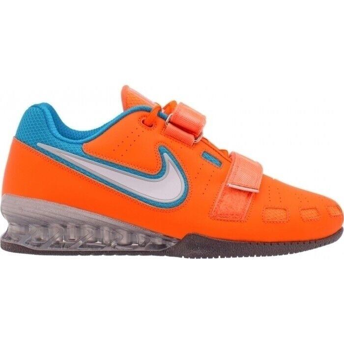Nike Romaleos 2 Men`s Weightlifting Shoes US Size 3.5 - Total Orange/White/Blue Lagoon