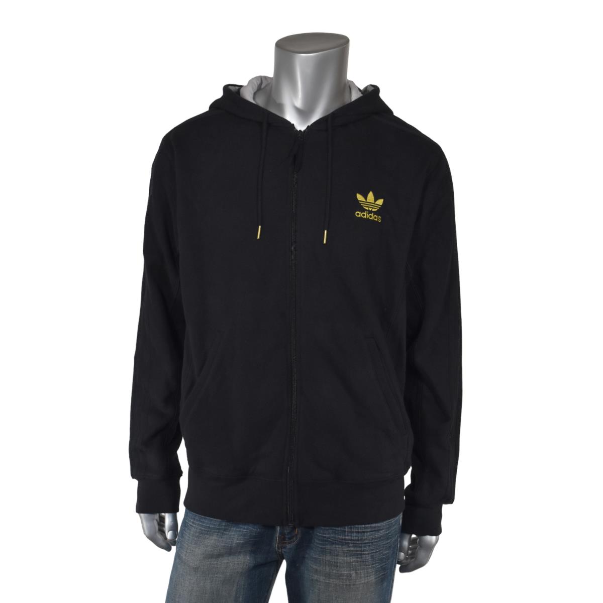 Adidas Originals Black Fleece 3 Stripe Hoodie Track Top Jacket XL