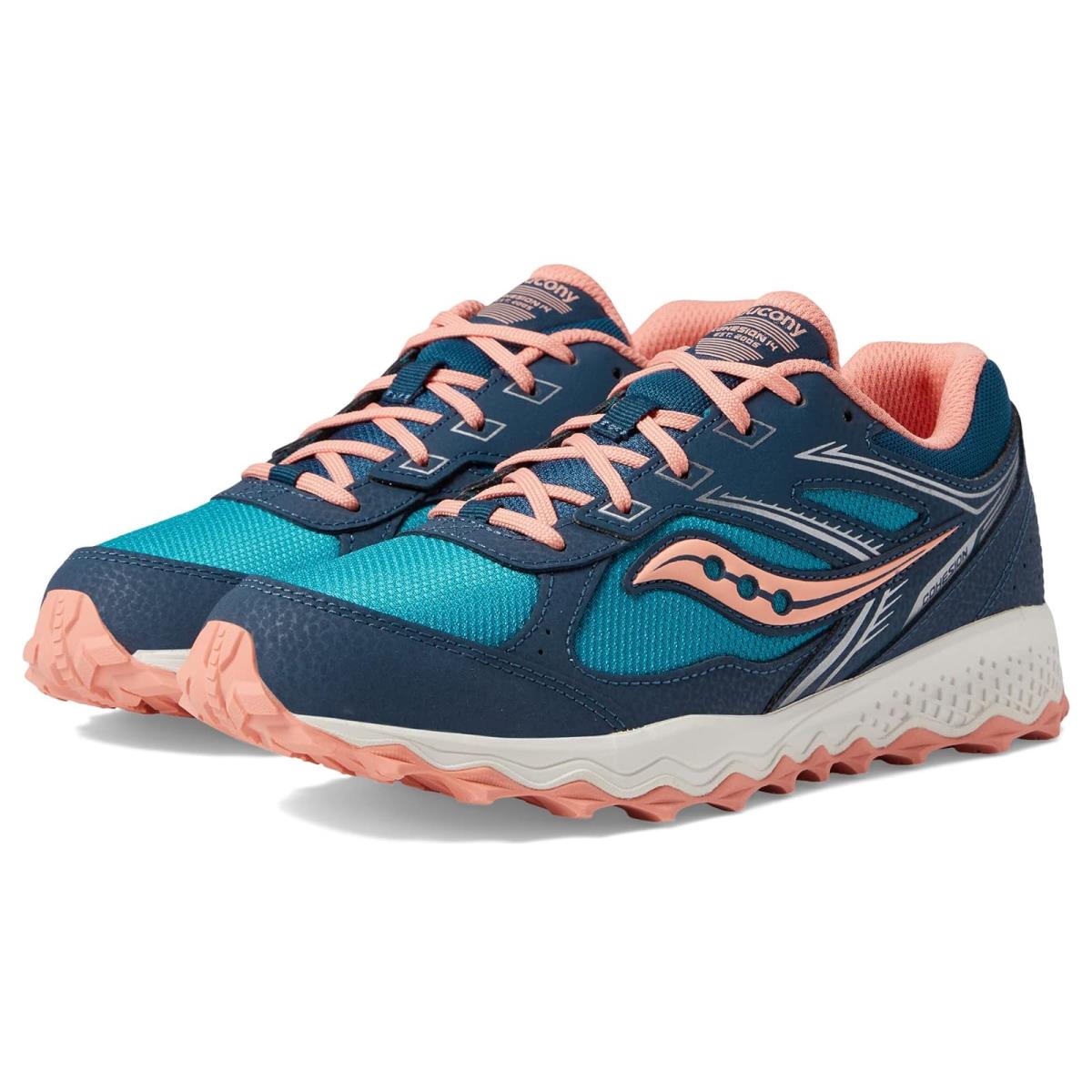 Girl`s Shoes Saucony Kids Cohesion TR14 Ltt Little Kid/big Kid Navy/Teal/Coral