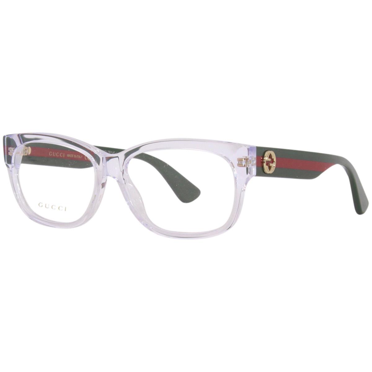 Gucci GG0278O 016 Eyeglasses Women`s Crystal/green Full Rim Rectangle Shape 55mm