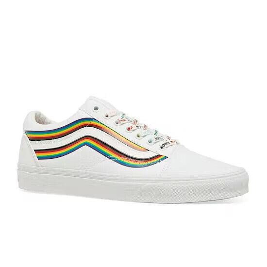 Vans Women`s Old Skool Pride Sneakers in White Skateboarding Shoes - White