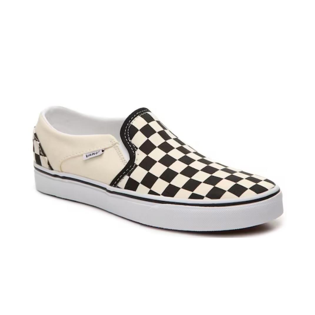 Vans Asher Women`s Black Off White Checkerboard Slip-on Skate Shoes Size 6 - Ivory