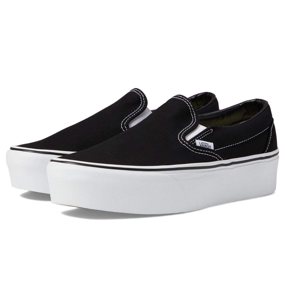 Unisex Sneakers Athletic Shoes Vans Slip-on Stackform Canvas Black/True White
