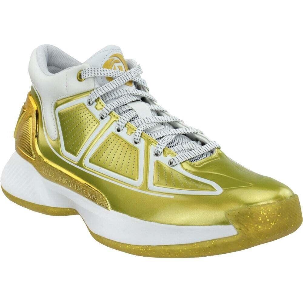 Adidas FW9487 D Rose 10 Metallic Mens Basketball Sneakers Shoes 6.5 - Gold,White