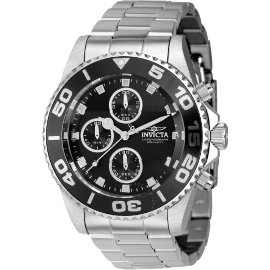 Invicta Pro Diver Chronograph Quartz Black Dial Mens Stainless Steel Watch 43405