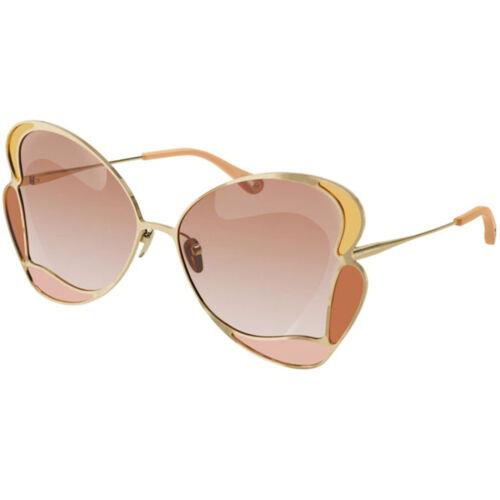 Chloé Chloe Women`s Sunglasses Gold and Orange Frame Brown Lens CH0048S-30011230001