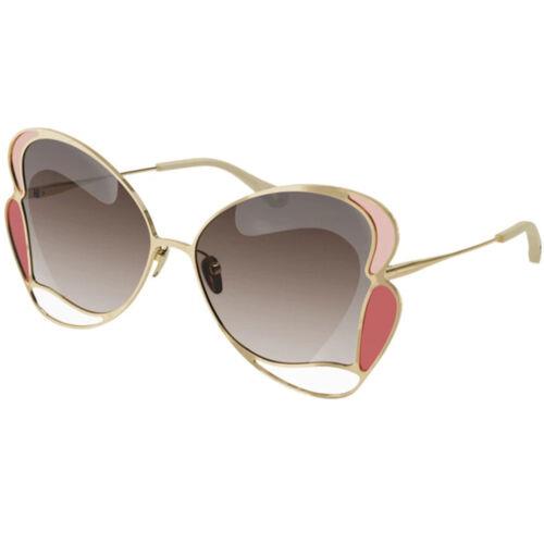 Chloé Chloe Women`s Sunglasses Gold Full Rim Butterfly Metal Frame CH0048S-30011230003